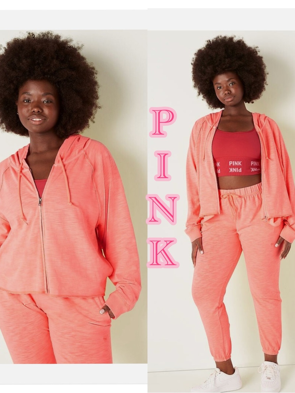 PINK Victoria's Secret Coral Zip Hoodie